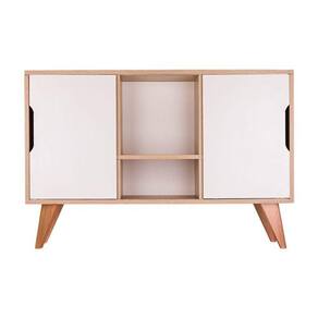 Buffet Aparador Retrô com 2 Portas Murano Carvalho e Branco
