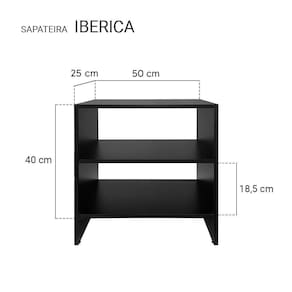 Conjunto Sapateira Pequena Preta para Quarto Sala 50 x 40cm