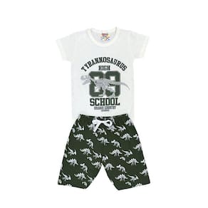 Conjunto Infantil Menino Camiseta Tyrannosaurus e Bermuda Moletinho - Pituki