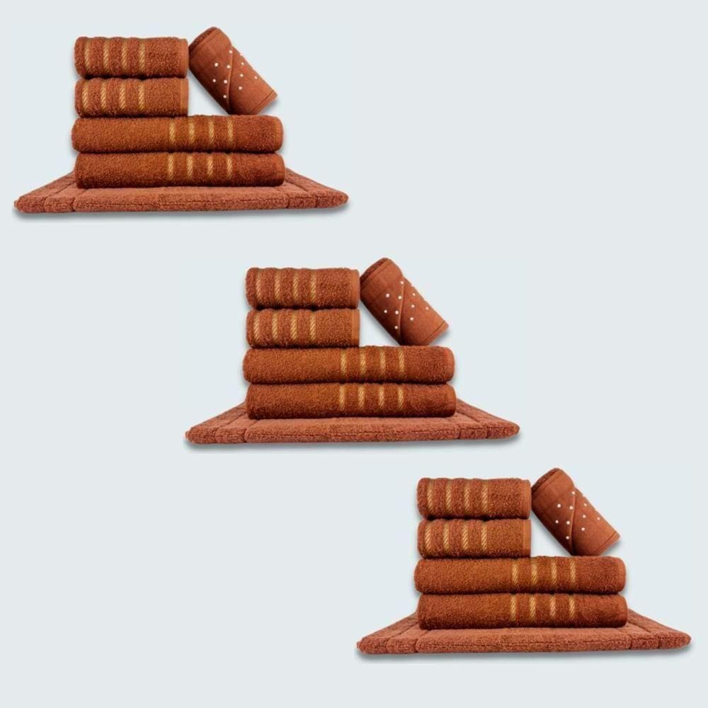 Jogo De Toalhas 18 Pçs Coleção Dubai 100% Algodão Marrom