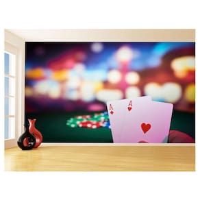 Papel De Parede 3D Salão De Jogos Cartas Poker 3,5M Jcs83