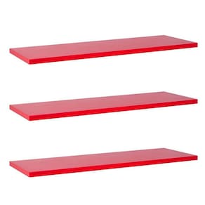 Kit Com 3 Prateleiras 40 X 15cm Suporte Invisivel Cor Vermelho