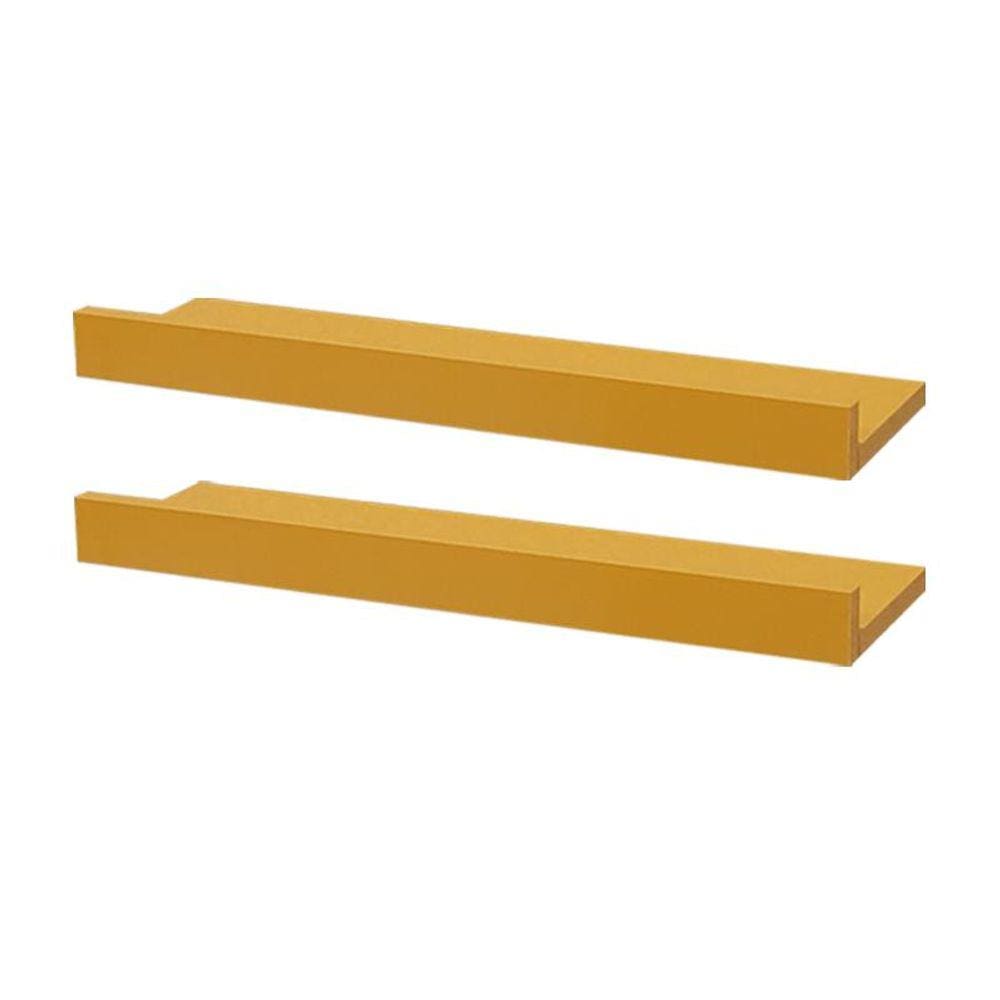 Kit 2 Prateleiras Porta Quadros 60 x 15cm Amarela Suporte Invisível