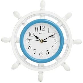 Relógio de Parede Wincy Timão Silencioso Decorativo Marítimo Casa Sala Azul PDA03008