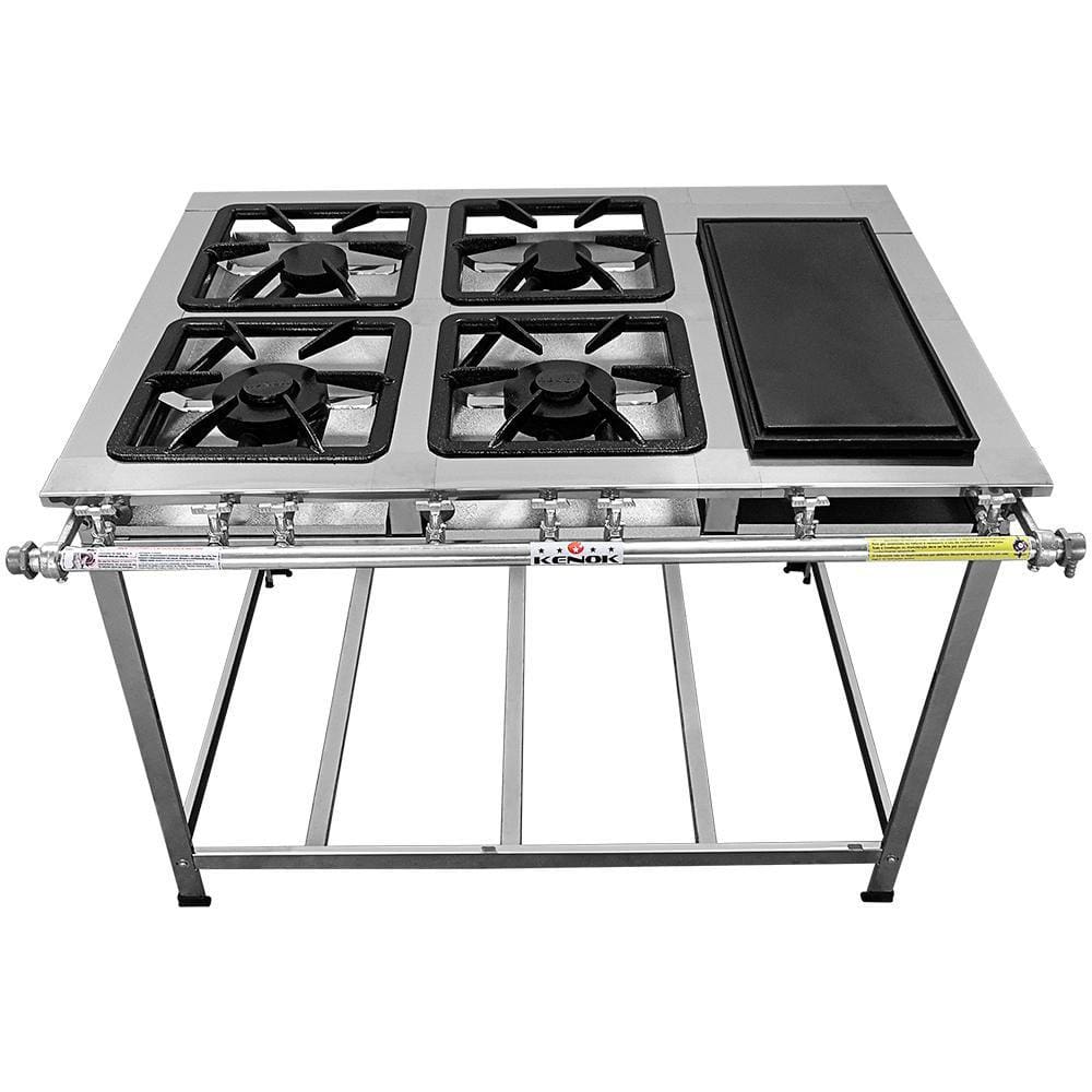 Fogão 4 Bocas Kenok Serv C/ Chapa Inox - Fbse4b.838