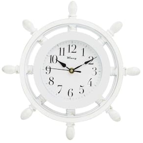 Relógio de Parede Wincy Timão Silencioso Decorativo Marítimo Casa Sala Branco PDA03008