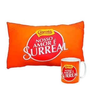 Almofada e Caneca Nosso Amor - Laranja - 29x19 cm
