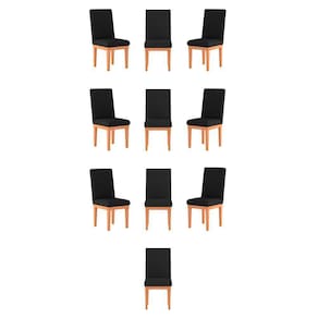 Kit 10 Cadeiras Estofadas Mesa Preta