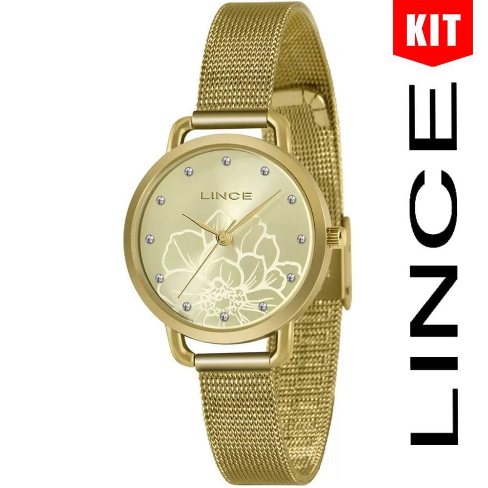 Relógio LINCE KIT dourado feminino LRGJ141L KN62C1KX
