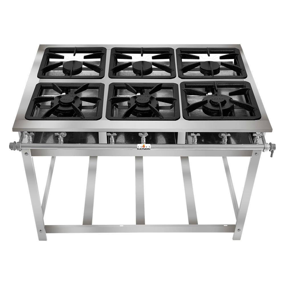 Fogão 6 Bocas Kenok Serv Baixa Pressão Inox - Fbse6b.841