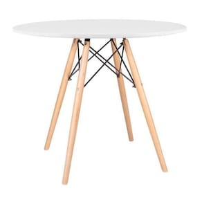 Mesa De Jantar Eames Eiffel Wood Tampo De Mdf 90cm Branco