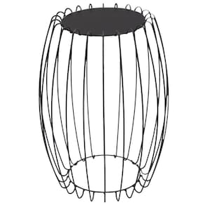 Mesa Apoio Lateral 43 cm Tampo Vidro Preto Base Metal Preto Nacc