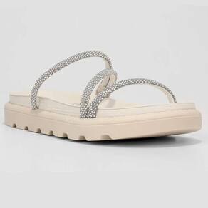 Rasteira Vizzano Flatform Tiras Strass Hotfix - Branco