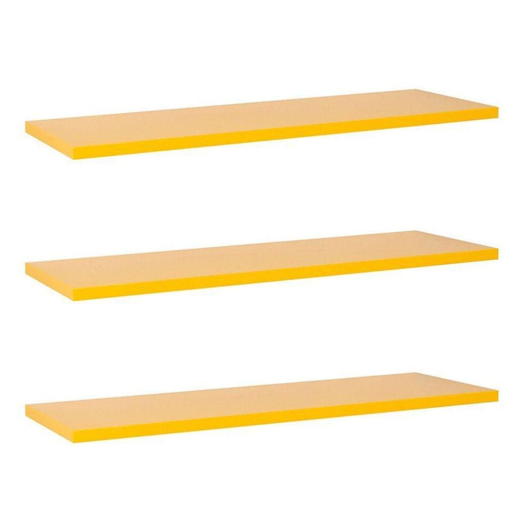 Kit Com 3 Prateleiras 40 X 15cm Suporte Invisivel Cor Amarelo