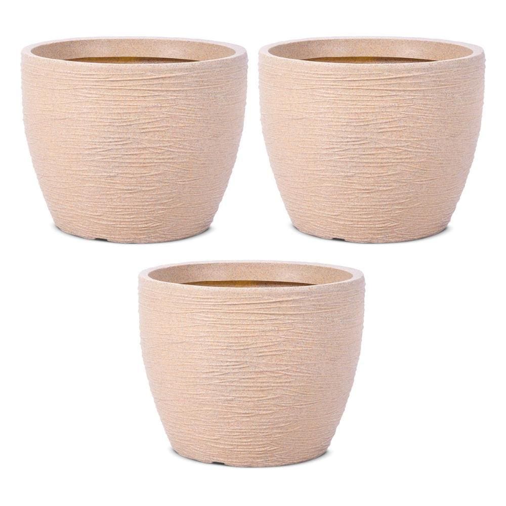 Kit 3 Vasos Elba Bege 31cm Terrano