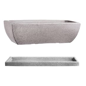 Kit Vaso e Prato Jardineira Tamara Pedra 60cm Terrano
