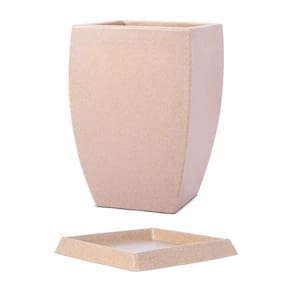 Kit Vaso e Prato Quadrado Apolo Bege 54cm Terrano