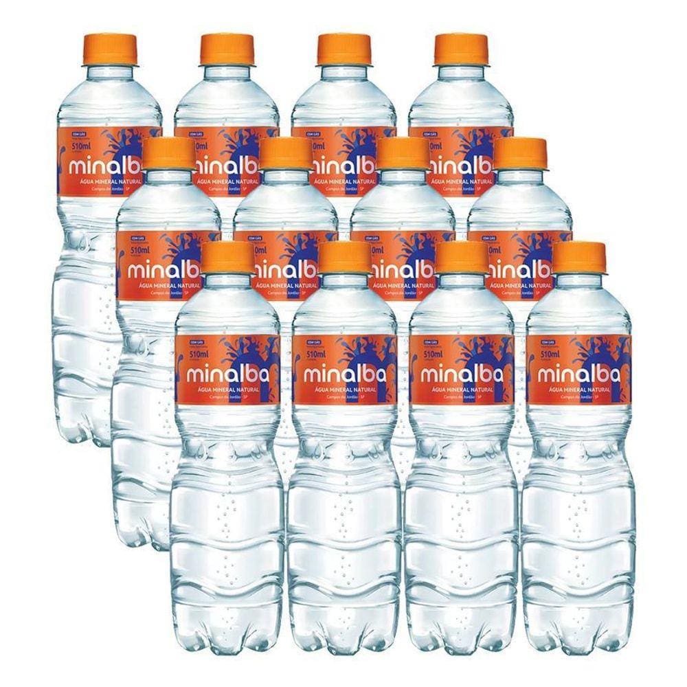 Água Mineral Minalba Com Gás 510Ml Kit 12
