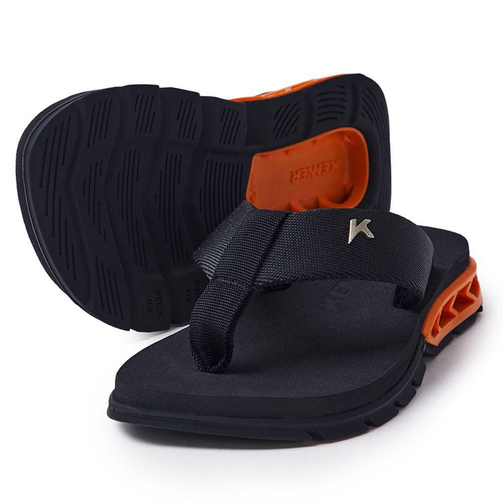 Chinelo Infantil Kenner Rakka Kids - Preto e Laranja