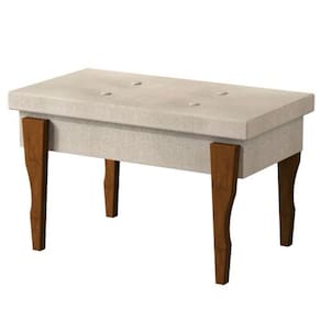 Recamier Calçadeira Banco Puff Captonê Pés Madeira 0,80 Espanha
