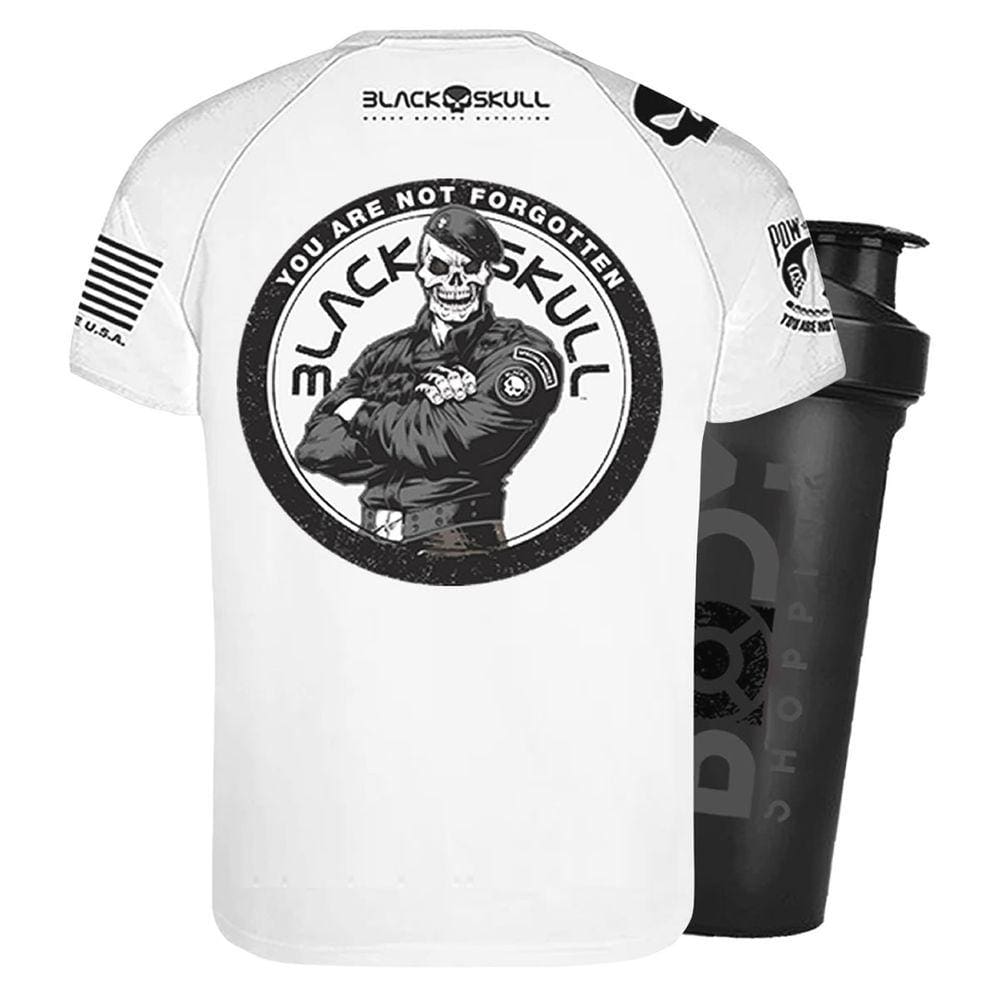 Camiseta Dry Fit Bope Branco Exg + Shaker - Black Skull