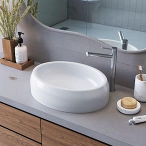 Cuba de Sobrepor Oval Para Banheiro e Lavabo C004 Placa&Ponto Branco