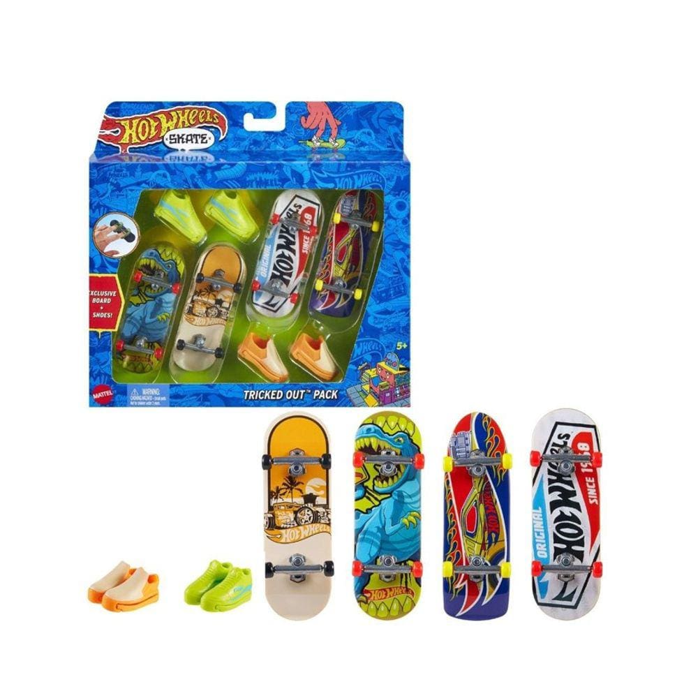 Hot Wheels Skateboard Skate de Dedo com Tênis Preto - Mattel