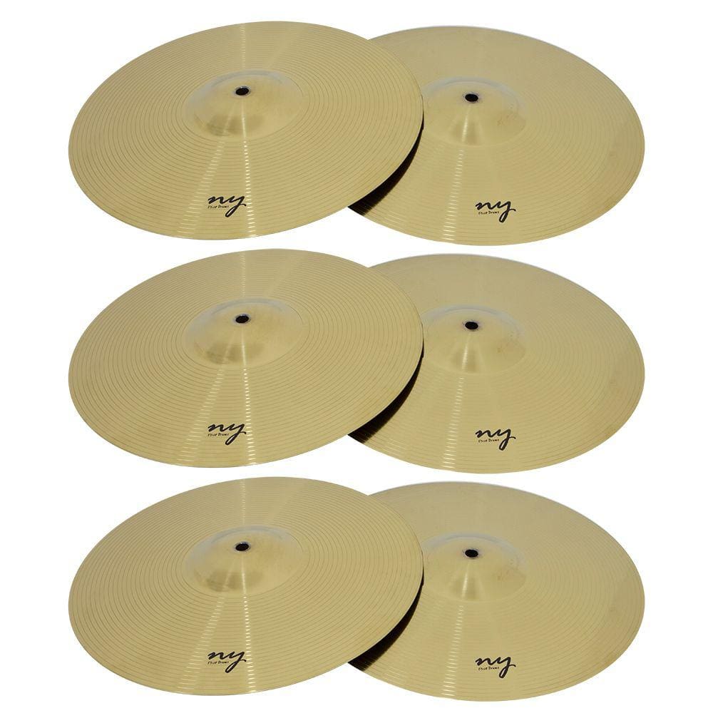 Kit 3 Pares de Pratos Splash para Bateria 12” Liga de Aço New York