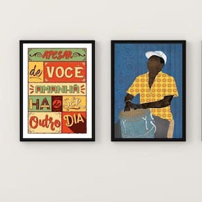 Quadros Samba Amanhã Outro Dia 24x18cm Moldura Branca