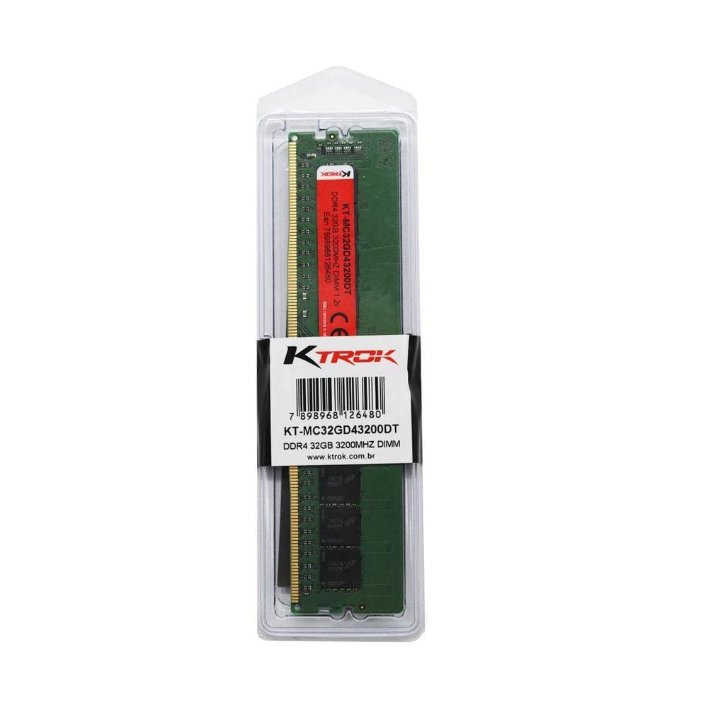 Memória Ram Para Desktop Pc Ktrok 32Gb Ddr4 3200Mhz Udimm