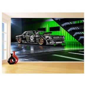 Papel De Parede 3D Carro Antigo Ford Mustang Hot 3,5M Cxr60