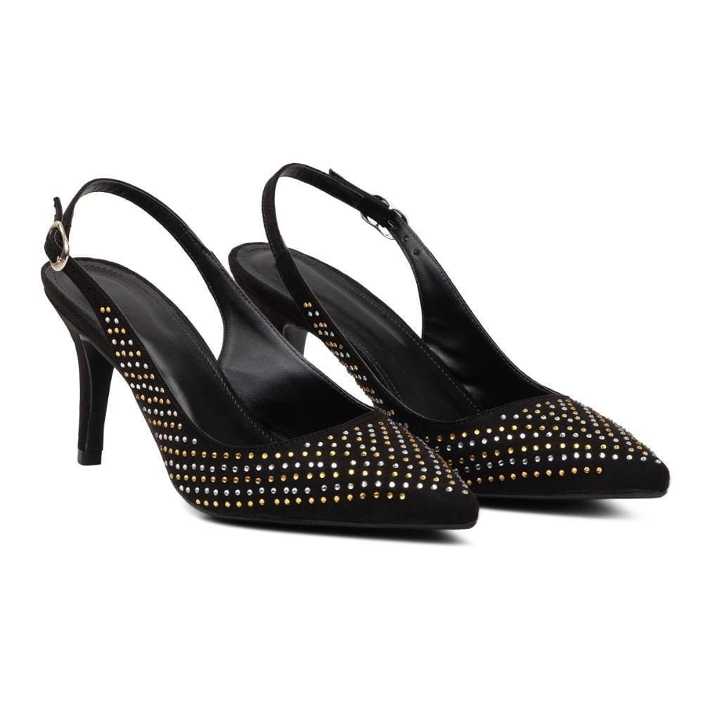 Scarpin Feminino Salto Alto Fino Confortável Strass Elegante