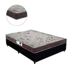 Cama Box Casal Colchão Espuma D33 Bordado + Box Suede Preto 63x138x188