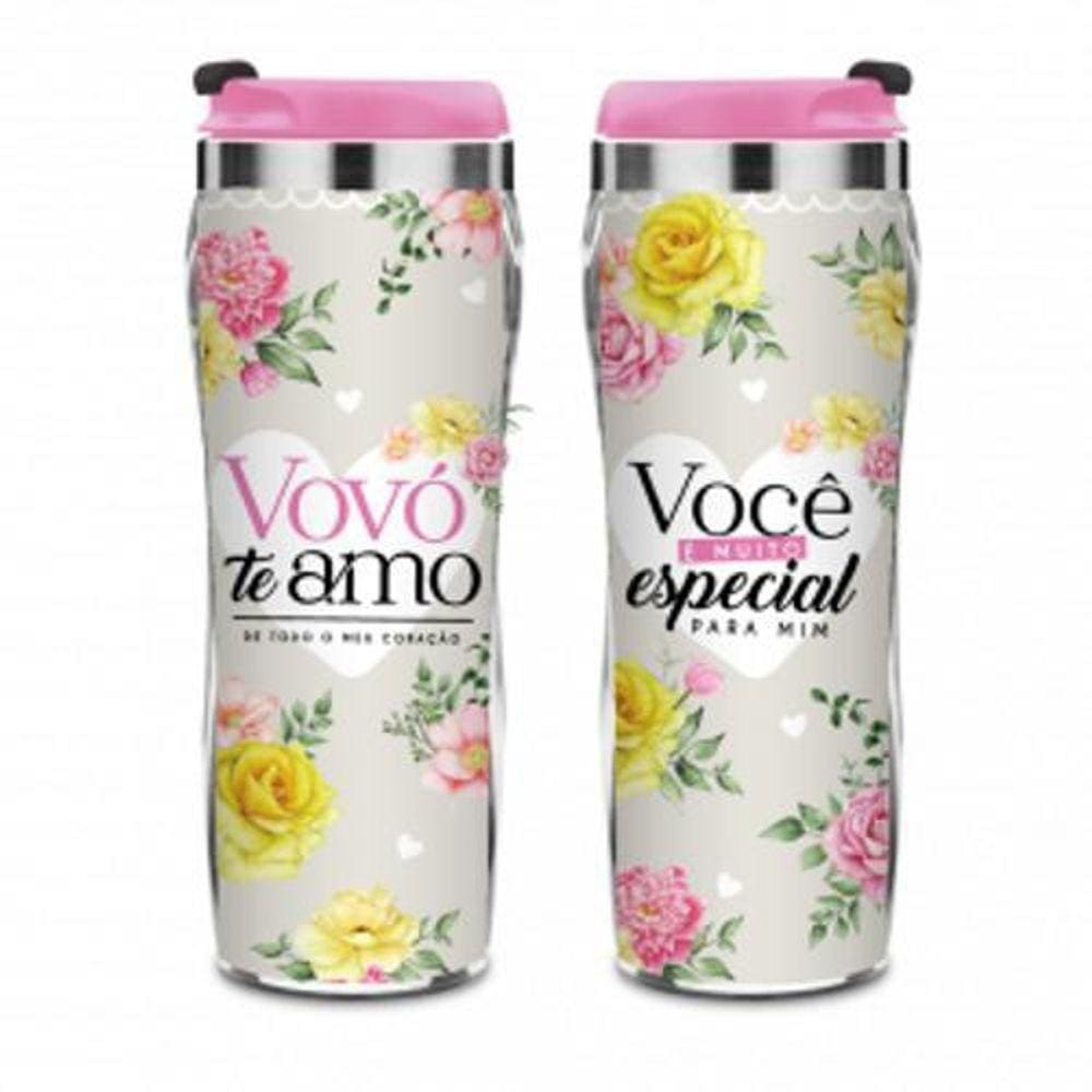 Copo Inox Vovó Te Amo 350ml - Design Sofisticado