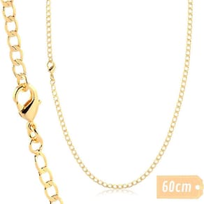 Corrente Masculina 3Mm 1X1 Grumet Banhado A Ouro 18K 60Cm