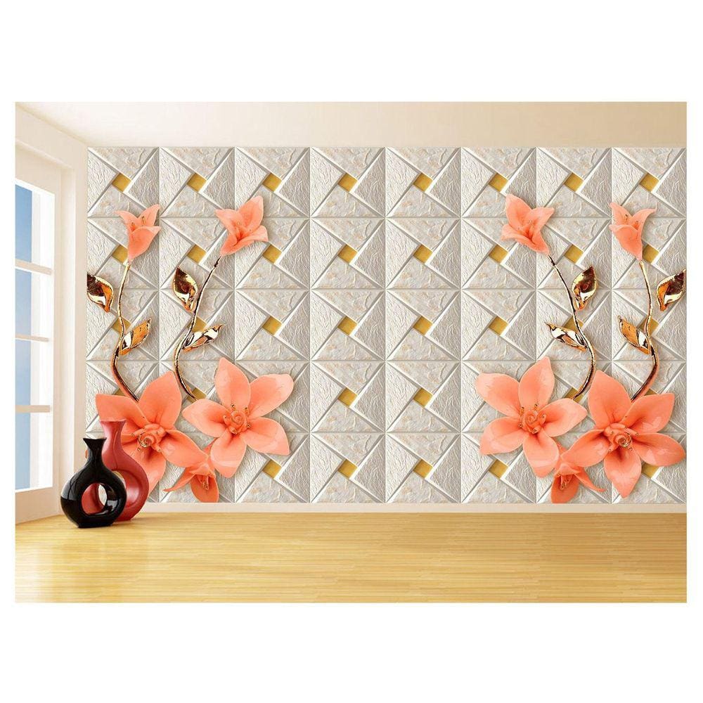 Papel De Parede 3D Floral Textura Sala Flores 3,5M Xfl287