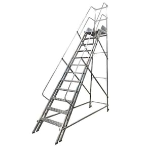 Escada Plataforma Trepadeira 3,0m 11 Degraus com 2 Rodas