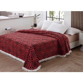 Colcha Casal Chenille Canelada Isadora Verm. Preto Jolitex