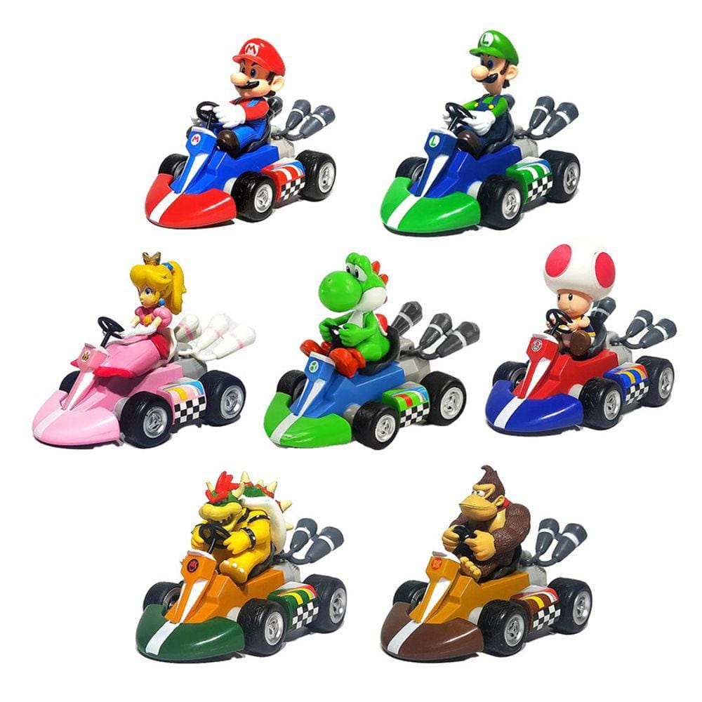 Carrinho Mario Kart Luigi Bowser Yoshi Miniatura Pullback Friccao