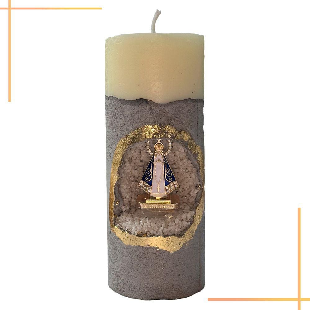 Vela Aromática Decorativas Aromatizada Perfumada Artesanal Nossa Senhora De Aparecida Cera De Soja