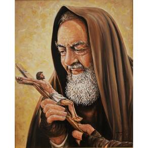 Imagem Pe. Pio/cruz Em Tecido 58x42 Centímetros