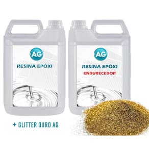 Resina Epóxi 1Kg + Glitter Ouro Ag Baixa Espessura 1Mm A 1Cm