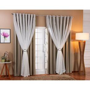 Cortina Voil Blackout 7,00x2,60 Palha/Branco