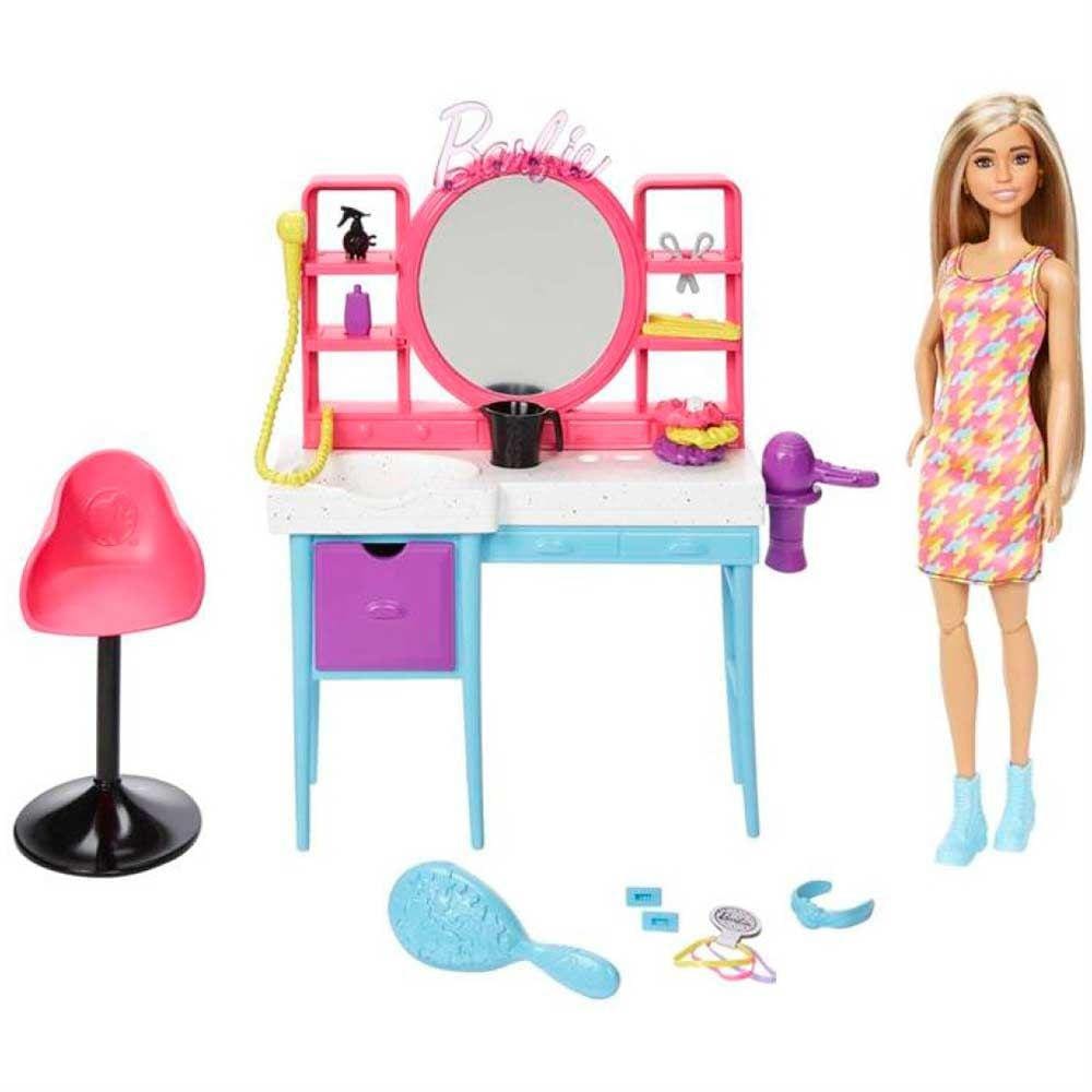 Boneca E Playset - Salão De Beleza E Barbie Fjb36 Mattel