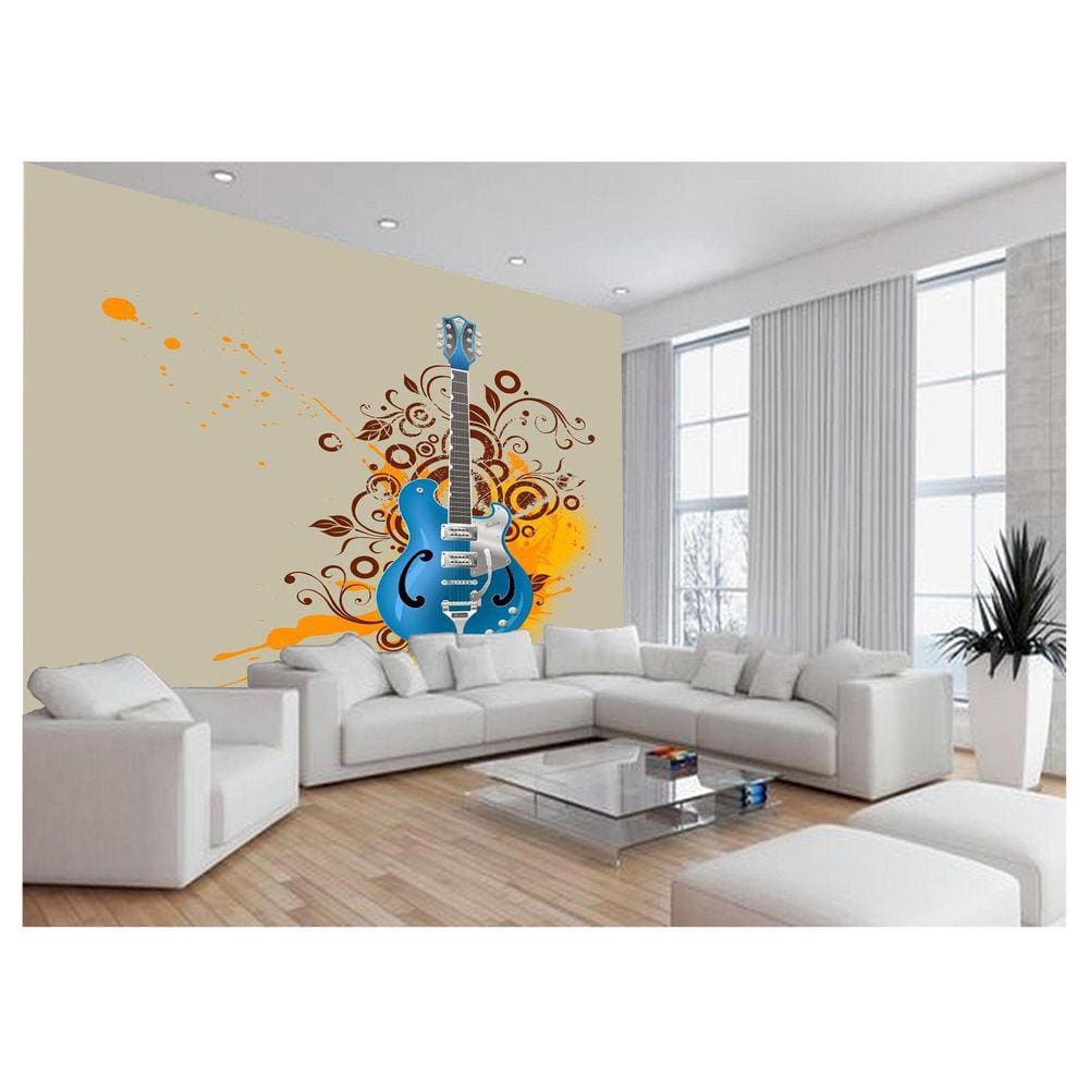 Papel De Parede 3D Musica Guitarra Arte Graffiti 3,5M Mus67