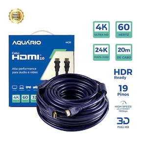 Cabo Hdmi Aquário 2.0 4K 20 Metros Full Hd 3D Blindado 4K20