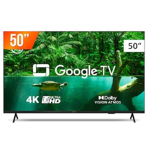 Smart TV DLED 50" Google TV Ultra HD 4K Philips 50PUG7408/78 Comando de Voz Dolby Vision HDR 3 HDMI