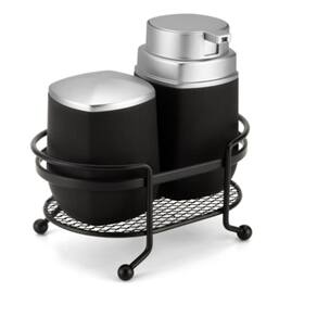 Kit Para Banheiro Lavabo 3 Peças Preto E Cromado - Arthi