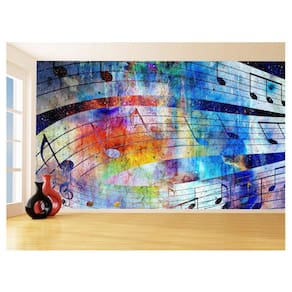 Papel De Parede 3D Musica Notas Musicais Cores 3,5M Mus47