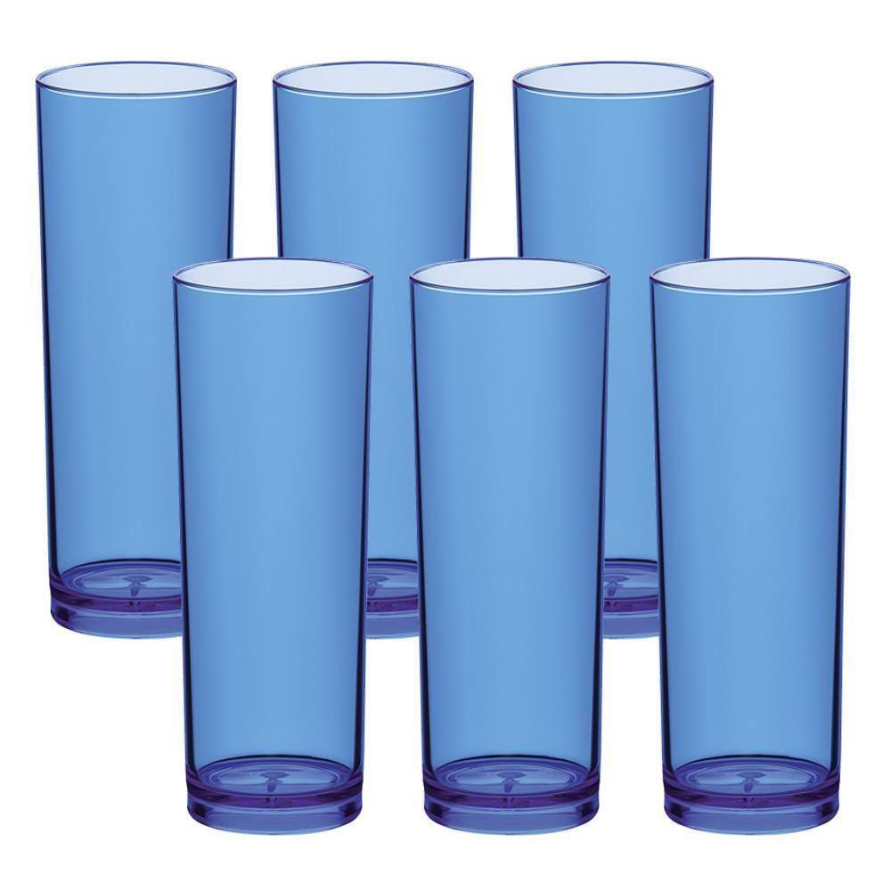 Jogo De Copo Vidro Azul 6 Unidades 355ml A13 Long Drink